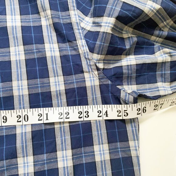 ST. John’s Bay 100% Cotton Blue & White Plaid Classic Fit XL Button-Down Shirt - Picture 5 of 15